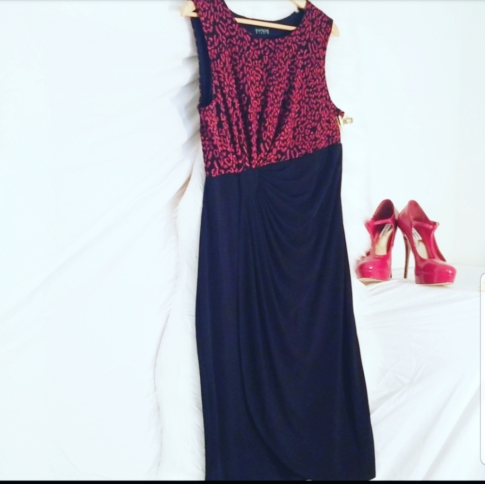 Enfocus Red Animal Print Midi Wrap Dress